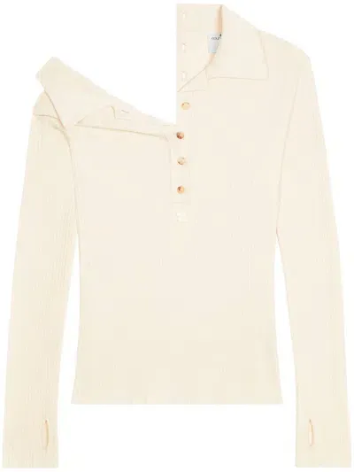 Courrèges Cotton-wool Blend Polo Shirt In Neutrals