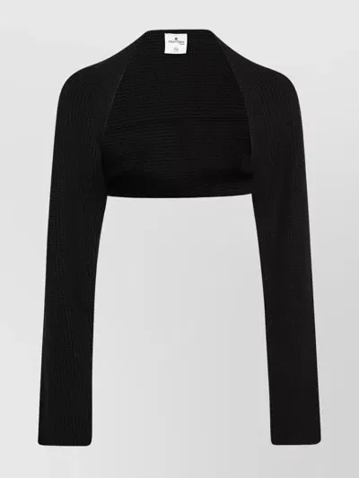 Courrèges Cropped Wool Arm Gloves In Black