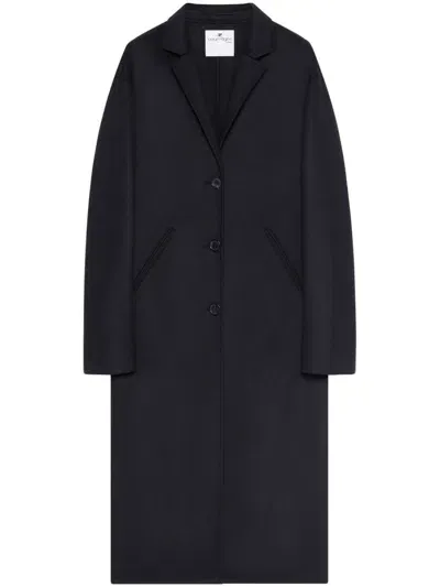 Courrèges Double-face Wool Cocoon Coat In Schwarz