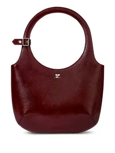 Courrèges Holy Leather Shoulder Bag In Red