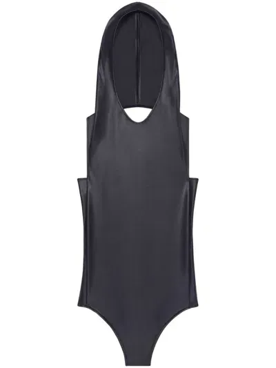 Courrèges Hooded Jersey Body In Black