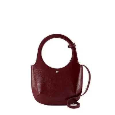 Courrèges Logo Plaque Top Handle Bag In Red