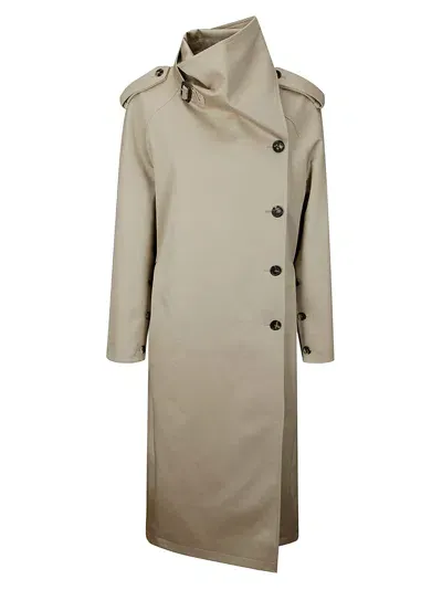 Courrèges Oblique Trench Coat In Grey