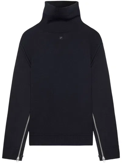 Courrèges Oversized Mock-neck Sweater In Black