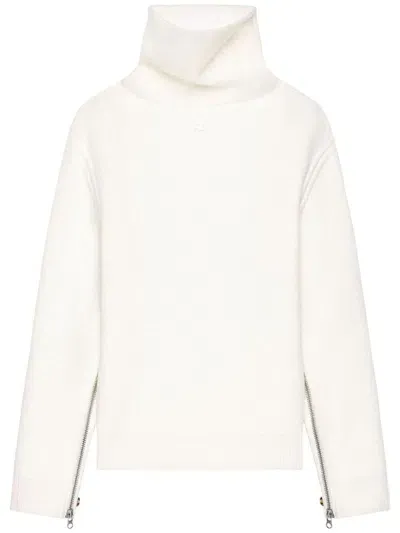 Courrèges Oversized Mock-neck Sweater In Neutrals