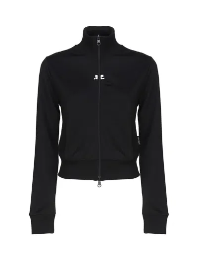 Courrèges Polyester Sweatshirt With Front Logo In Black