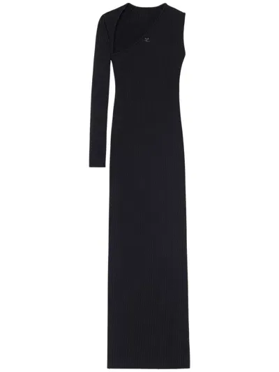 Courrèges Ribbed-knit Maxi Dress In Black