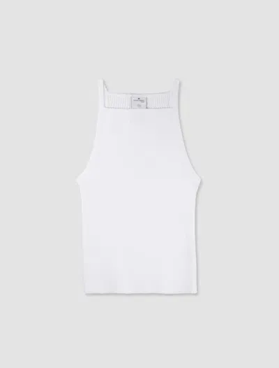 Courrèges Ribbed Knit Tank Top In Bianco