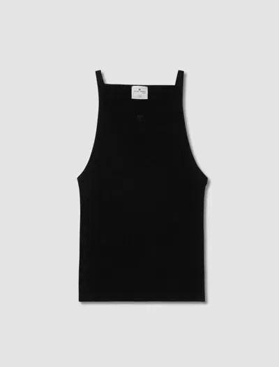 Courrèges Ribbed Knit Tank Top In Nero