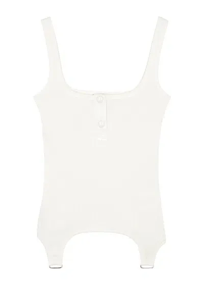 Courrèges Embellished Ribbed Stretch-cotton Tank In White