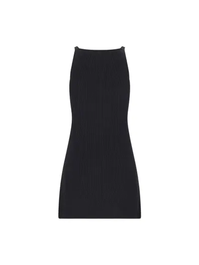 Courrèges Neckline Rib Knit Dress In Black