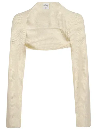 Courrèges Ribbed Wool Arm Gloves In Neutrals