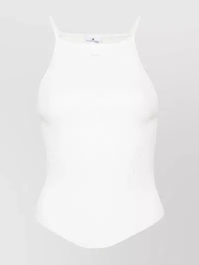 Courrèges Sleeveless Ribbed Knit Top In White