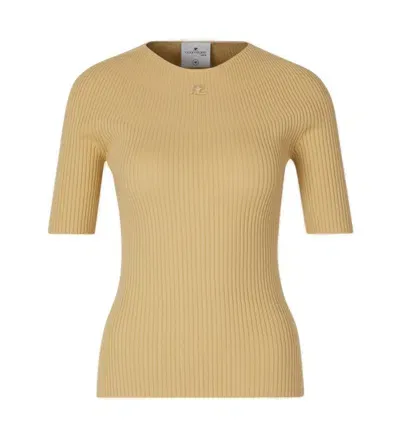 Courrèges Solar Crewneck Short In Yellow