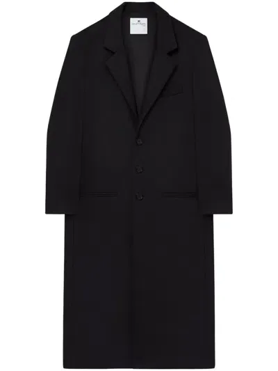 Courrèges Tailored Long Wool Blend Coat In Black