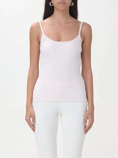 Courrèges Logo Ribbed Top In Pink