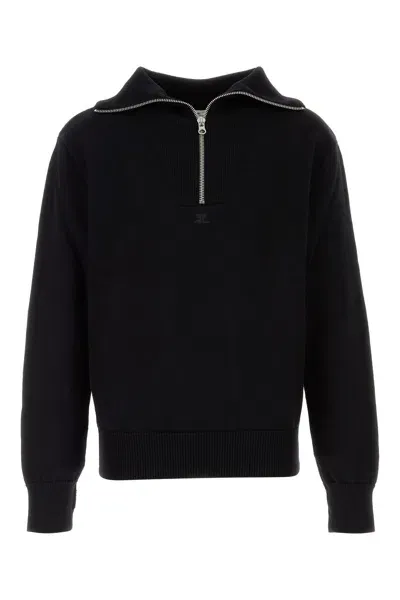 Courrèges Trucker Wool Sweater In Black