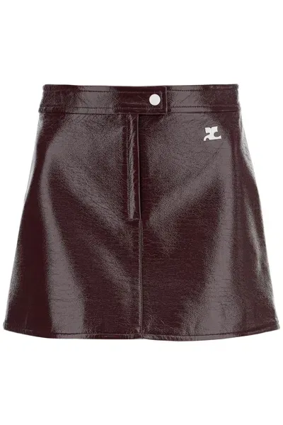 Courrèges Vinyl Effect Mini Skirt In Red