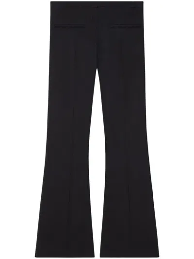 Courrèges Wool Blend Flared Mid-rise Pants In Black