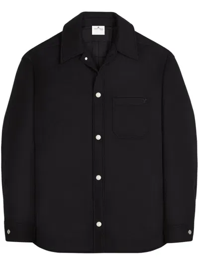 Courrèges Wool Blend Overshirt In Black