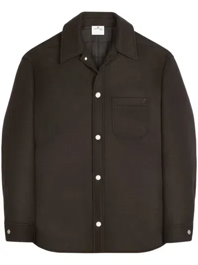 Courrèges Wool Blend Overshirt In Brown