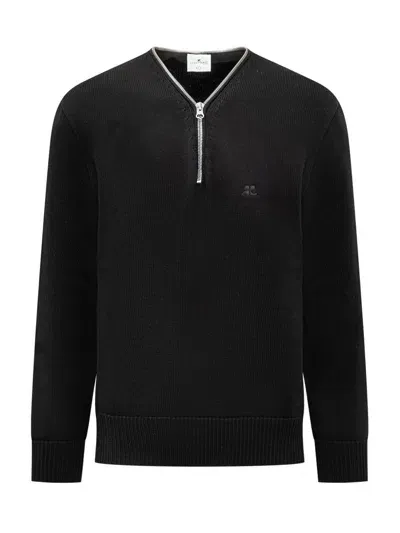 Courrèges Sweater With Logo In Black