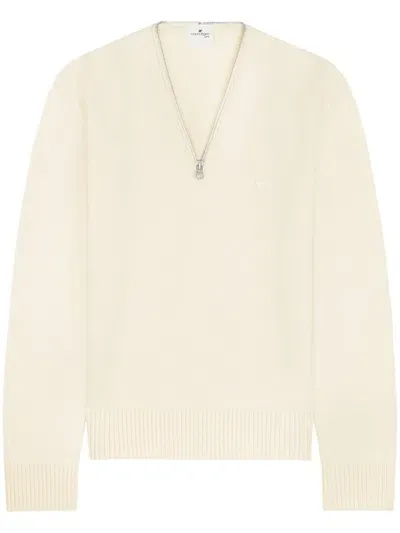 Courrèges Zipped Wool Sweater In Neutrals