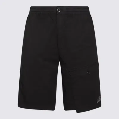 C.p. Company Logo-embroidered Cargo Shorts In Black