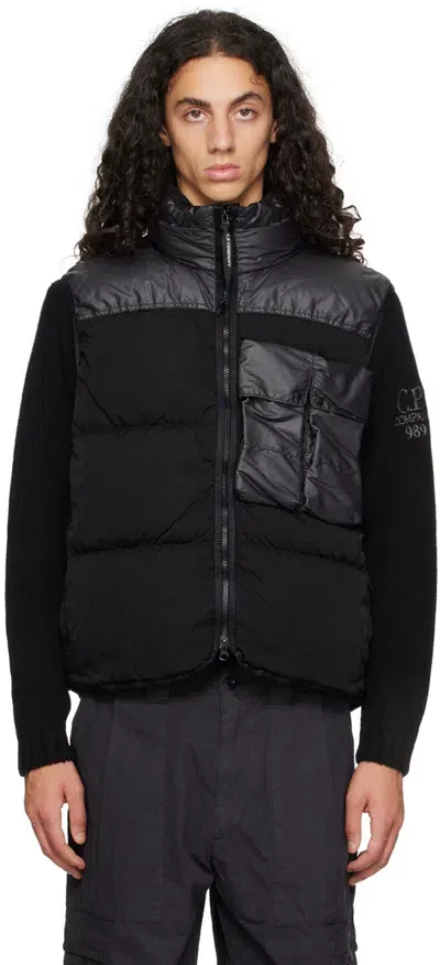 C.p. Company Black Waistcoat Down Jacket Men