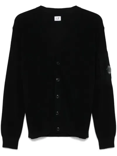 C.p. Company Button-fastening Cardigan In Black