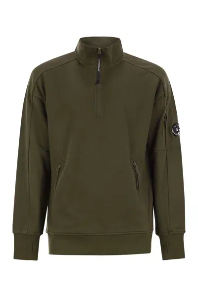 C.p. Company C.p.company Diagonal Raised Fleece Half Zipped Sweatshirt In Green