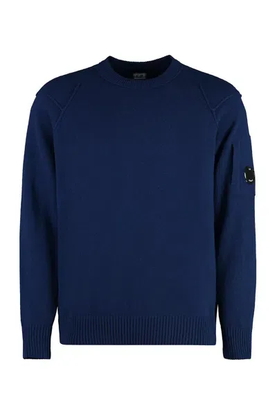 C.p. Company Crew-neck Wool Sweater In Blue