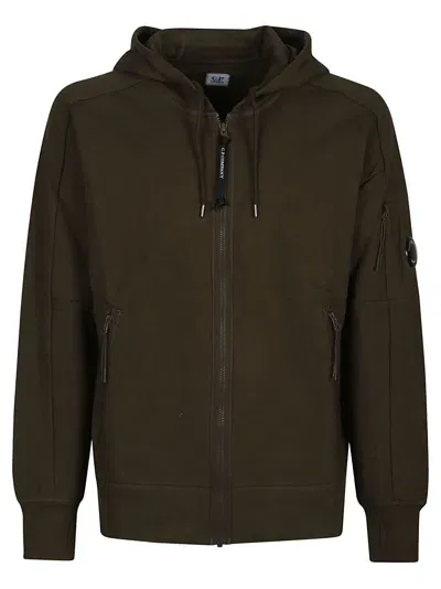 C.p. Company Lens-detail Zip-up Hoodie In Green