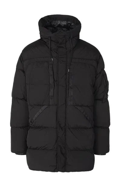 C.p. Company Cp Company Long Coat In Nycra R In Black