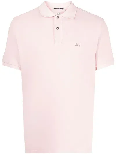 C.p. Company Embroidered-logo Polo Shirt In Pink