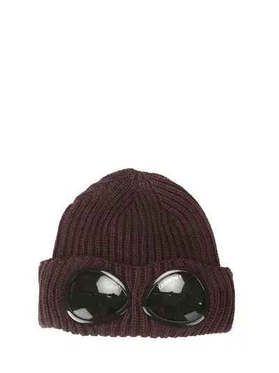 C.p. Company Extra Fine Merino Wool Goggle Beanie In Purple