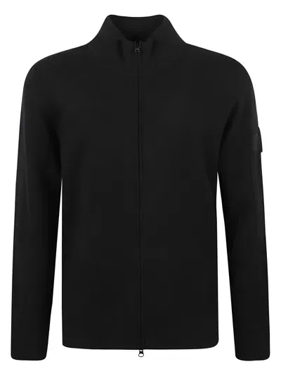 C.p. Company Full Zip High-neck Knit Cardigan In Black