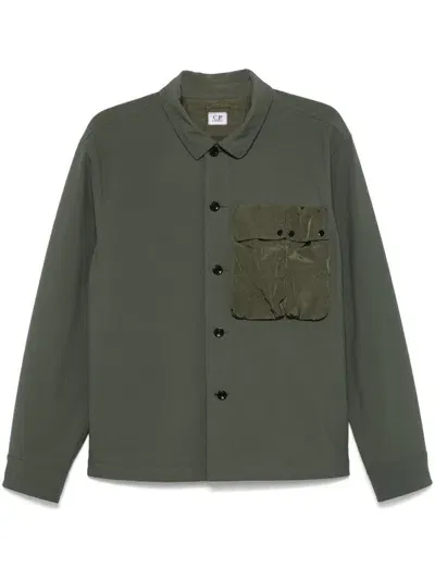 C.p. Company Gd Shell Mixed Buttoned Overshirt In Green