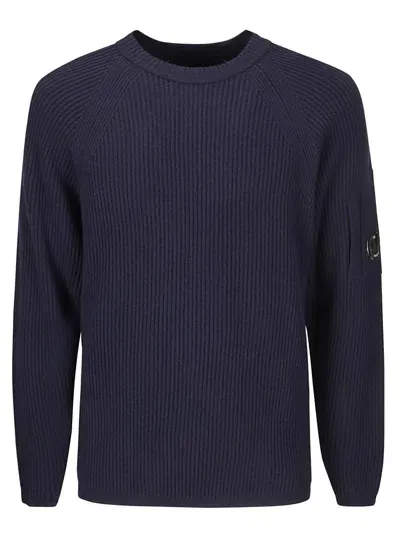 C.p. Company Lambswool Grs Crew Neck Full Knit In Blue