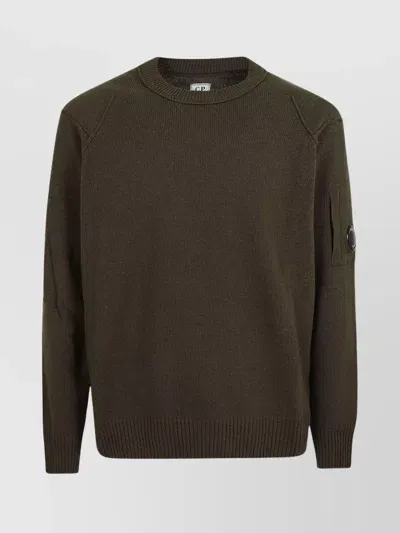 C.p. Company Lens-patch Chenille Cotton Jumper In Green