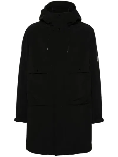 C.p. Company Lens-detail Coat In Black