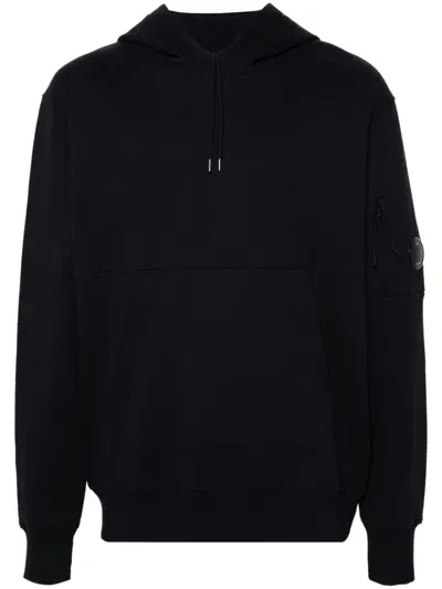 C.p. Company Lens-detail Hoodie In Blue