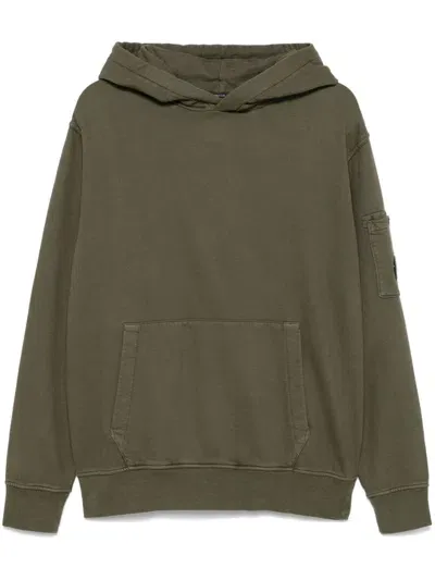 C.p. Company Lens-detail Hoodie In Green