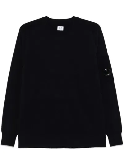 C.p. Company Lens-detail Sweater In Blue