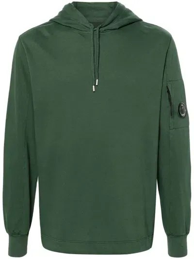 C.p. Company Lens-detailed Cotton Hoodie In Green