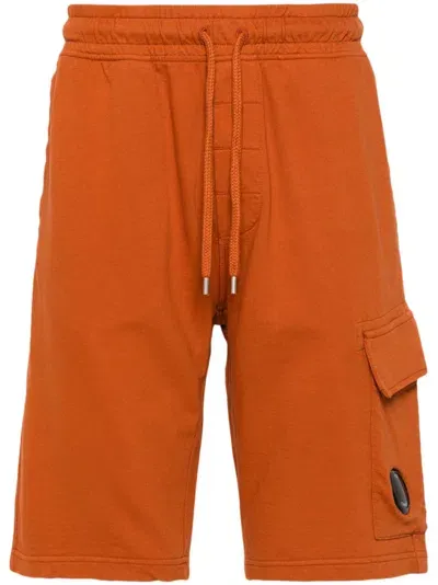 C.p. Company Lens-detailed Shorts In Orange