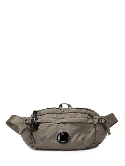 C.p. Company Lens-detailed Zipped Padded Belt Bag In Walnut