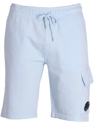 C.p. Company Lens-embellished Cotton Track Shorts In Blue