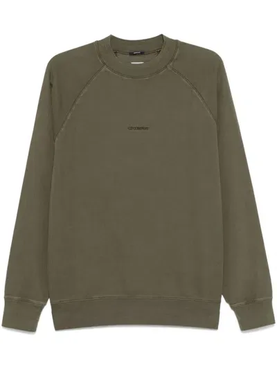 C.p. Company Logo-embroidered Sweatshirt In Green