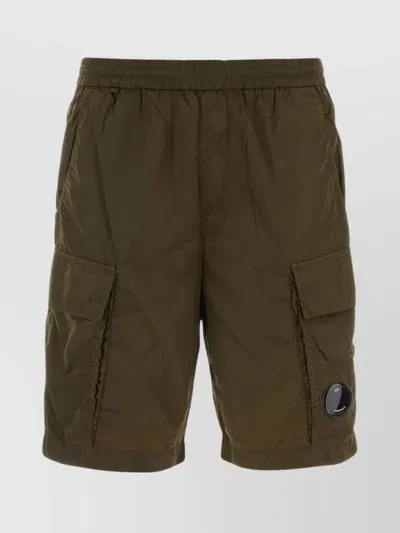 C.p. Company Military Style Bermuda Shorts With Multiple Pockets In Green